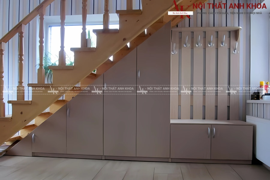 Tủ cầu thang kết hợp tủ giày ghế ngồi Tủ cầu thang kết hợp tủ giày ghế ngồi