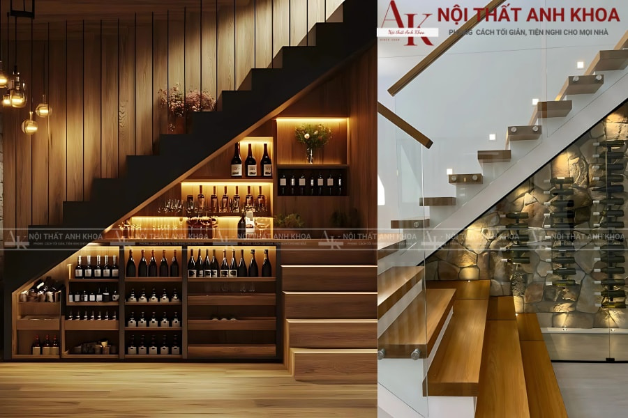 Tủ rượu gầm cầu thang gỗ MDF - Hiện đại, tinh tế Tủ rượu gầm cầu thang gỗ MDF - Hiện đại, tinh tế
