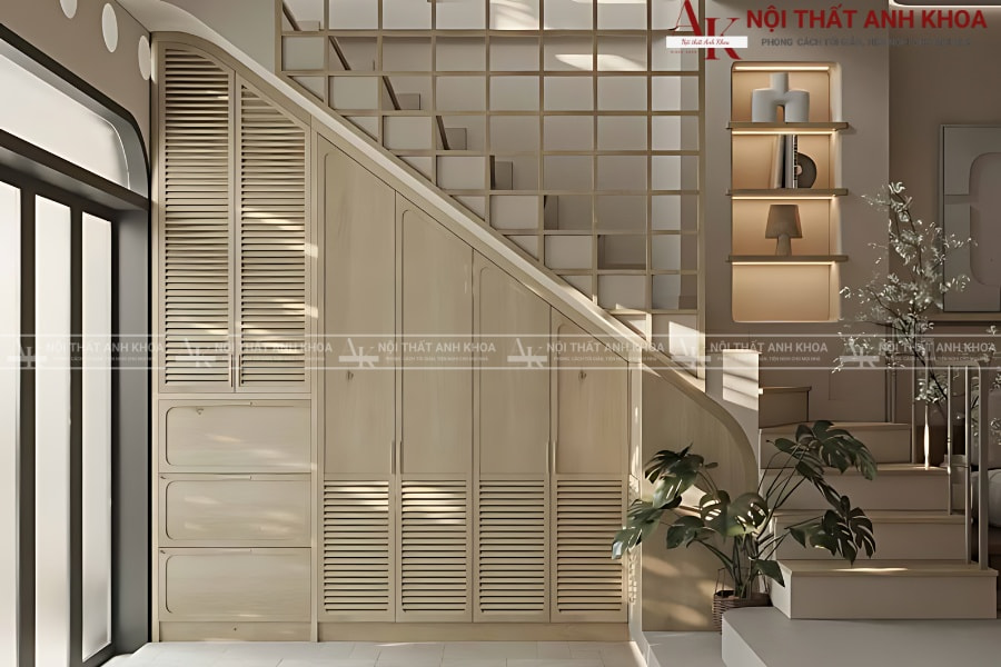 Biến gầm cầu thang thành khu lưu trữ sang xịn Biến gầm cầu thang thành khu lưu trữ sang xịn