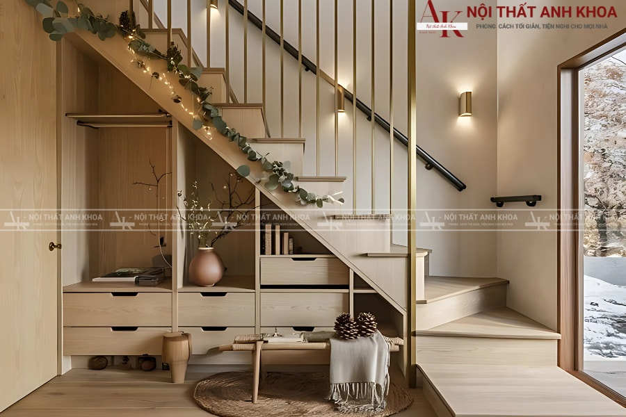 Thiết kế tủ cầu thang theo yêu cầu gỗ MDF Thiết kế tủ cầu thang theo yêu cầu gỗ MDF