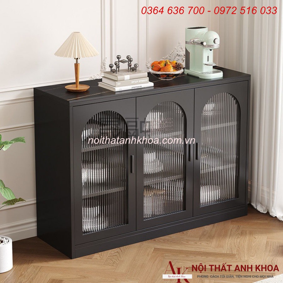 Tủ Chén Bát Gỗ Công Nghiệp Màu Đen 3 Cánh Tủ Chén Bát Gỗ Công Nghiệp Màu Đen 3 Cánh
