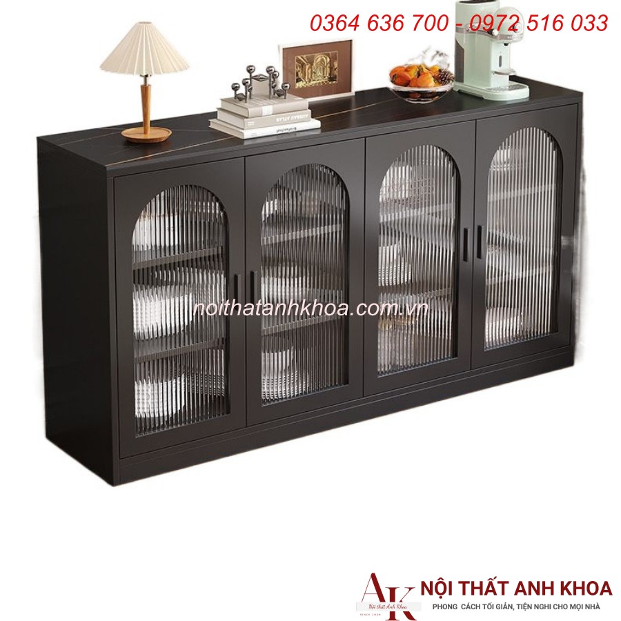 Tủ Chén Bát Gỗ Công Nghiệp Màu Đen 4 Cánh Tủ Chén Bát Gỗ Công Nghiệp Màu Đen 4 Cánh