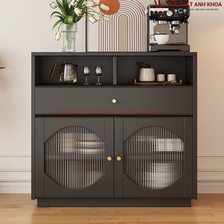 Tủ đa năng nhà bếp gỗ công nghiệp màu đen hiện đại, sang trọng  Tủ đa năng nhà bếp gỗ công nghiệp màu đen hiện đại, sang trọng