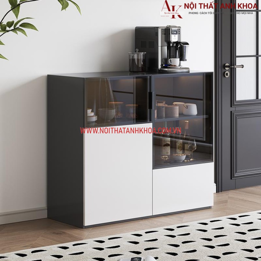 Tủ để chén bát kết hợp cánh kính khung gỗ công nghiệp MDF Tủ để chén bát kết hợp cánh kính khung gỗ công nghiệp MDF