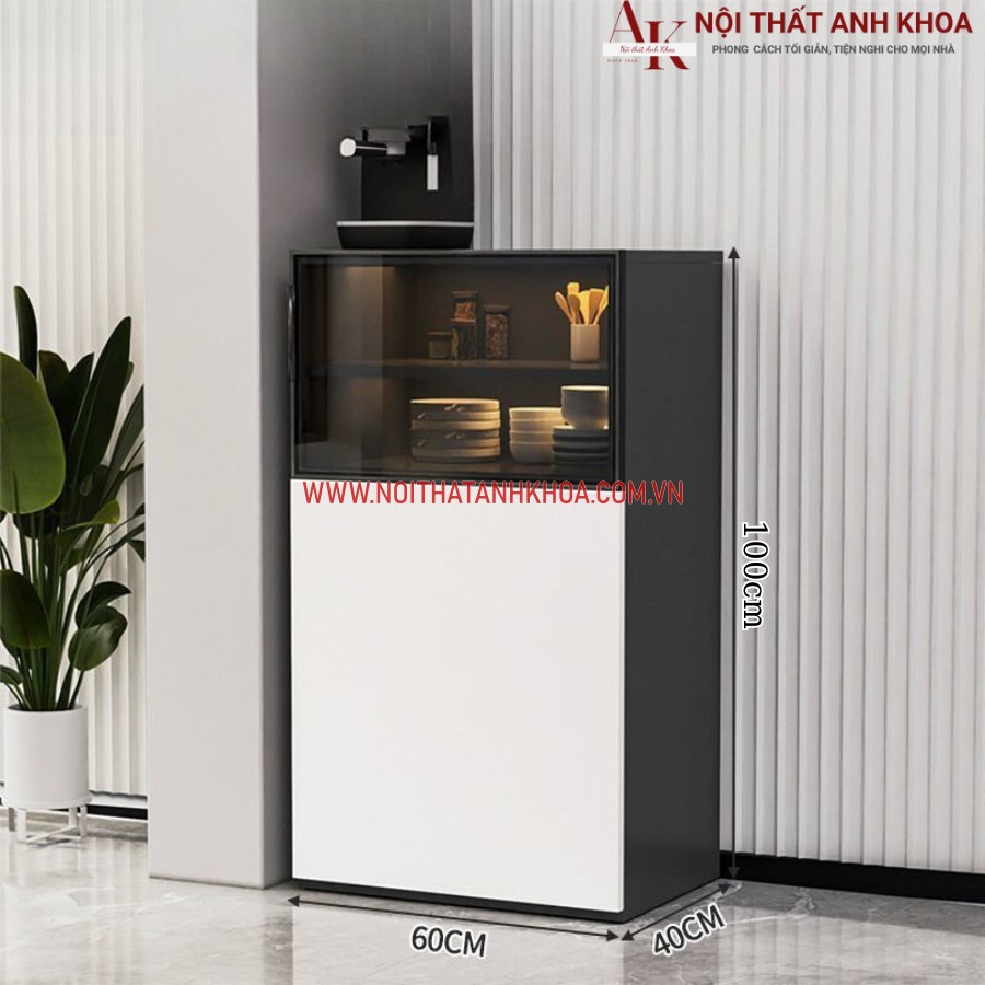 Tủ để chén bát gỗ công nghiệp kết hợp cánh kính sang trọng Tủ để chén bát gỗ công nghiệp kết hợp cánh kính sang trọng