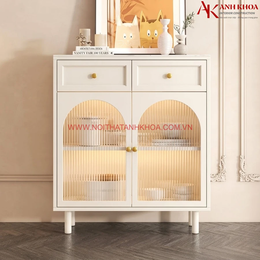 Tủ để đồ nhà bếp màu trắng cánh kính gỗ MDF, giá tốt Tủ để đồ nhà bếp màu trắng cánh kính gỗ MDF, giá tốt