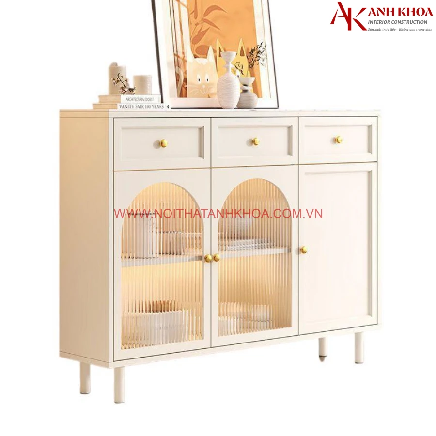 Tủ để đồ nhà bếp màu trắng cánh kính gỗ MDF đẹp Tủ để đồ nhà bếp màu trắng cánh kính gỗ MDF đẹp
