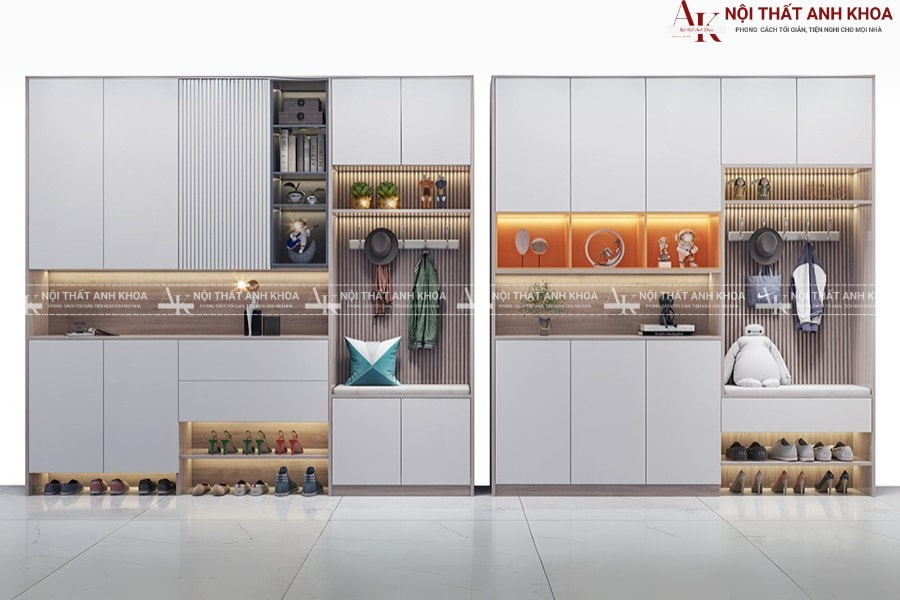 Mẫu tủ giày gỗ MDF tối ưu diện tích, tăng thẩm mỹ Mẫu tủ giày gỗ MDF tối ưu diện tích, tăng thẩm mỹ