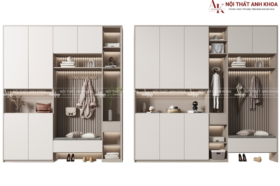 Biến hóa không gian với tủ giày gỗ MDF cao kịch trần hiện đại Biến hóa không gian với tủ giày gỗ MDF cao kịch trần hiện đại