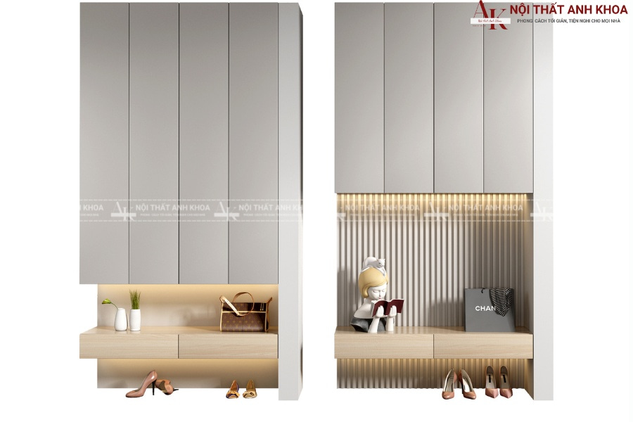 Tủ giày gỗ MDF kịch trần - Tối ưu hóa diện tích, nâng tầm phong cách Tủ giày gỗ MDF kịch trần - Tối ưu hóa diện tích, nâng tầm phong cách