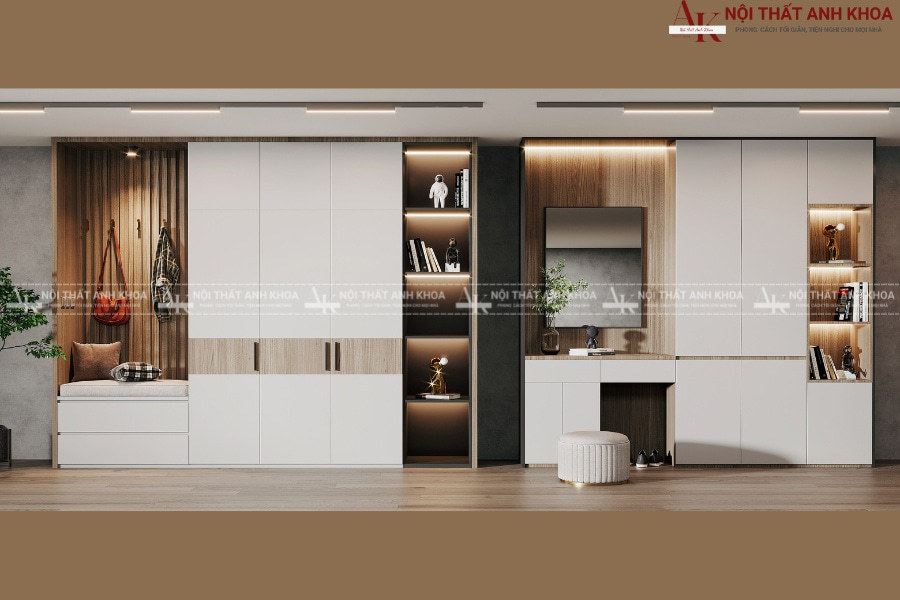 Tủ giày âm tường gỗ công nghiệp Tủ giày âm tường gỗ công nghiệp