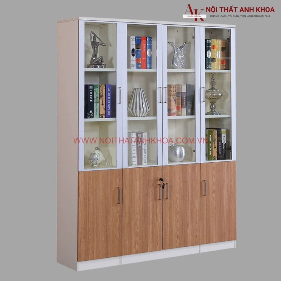Tủ đựng hồ sơ MDF màu nâu vân gỗ phối trắng tinh tế Tủ đựng hồ sơ MDF màu nâu vân gỗ phối trắng tinh tế