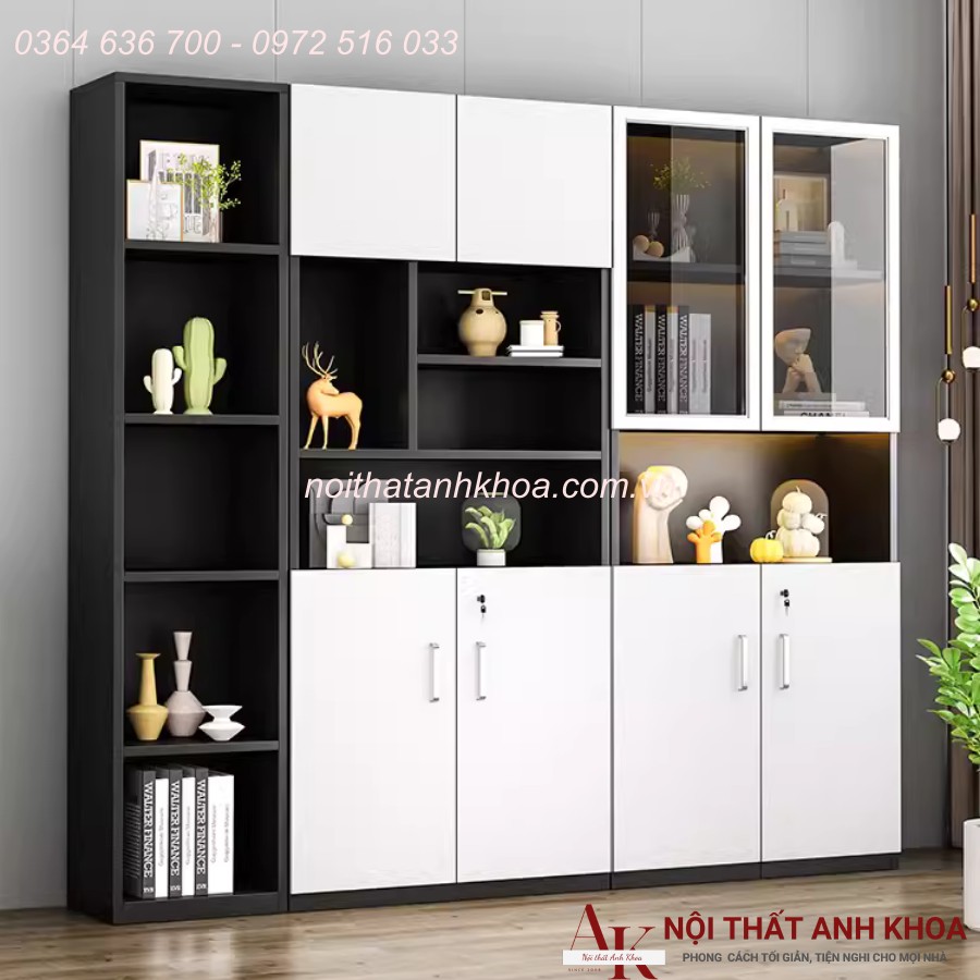Tủ Đựng Hồ Sơ Văn Phòng Gỗ Công Nghiệp Màu Đen Phối Trắng Đẹp Tủ Đựng Hồ Sơ Văn Phòng Gỗ Công Nghiệp Màu Đen Phối Trắng Đẹp
