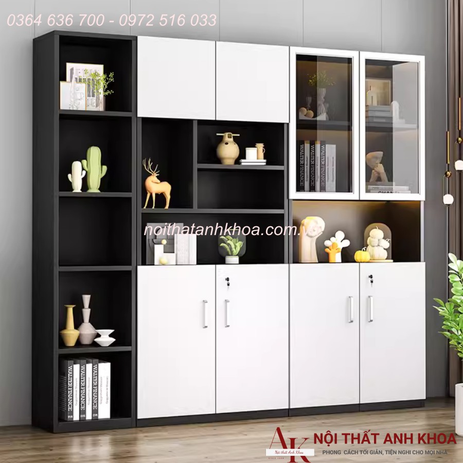 Tủ Đựng Hồ Sơ Văn Phòng Gỗ Công Nghiệp Màu Đen Phối Trắng Đẹp Tủ Đựng Hồ Sơ Văn Phòng Gỗ Công Nghiệp Màu Đen Phối Trắng Đẹp