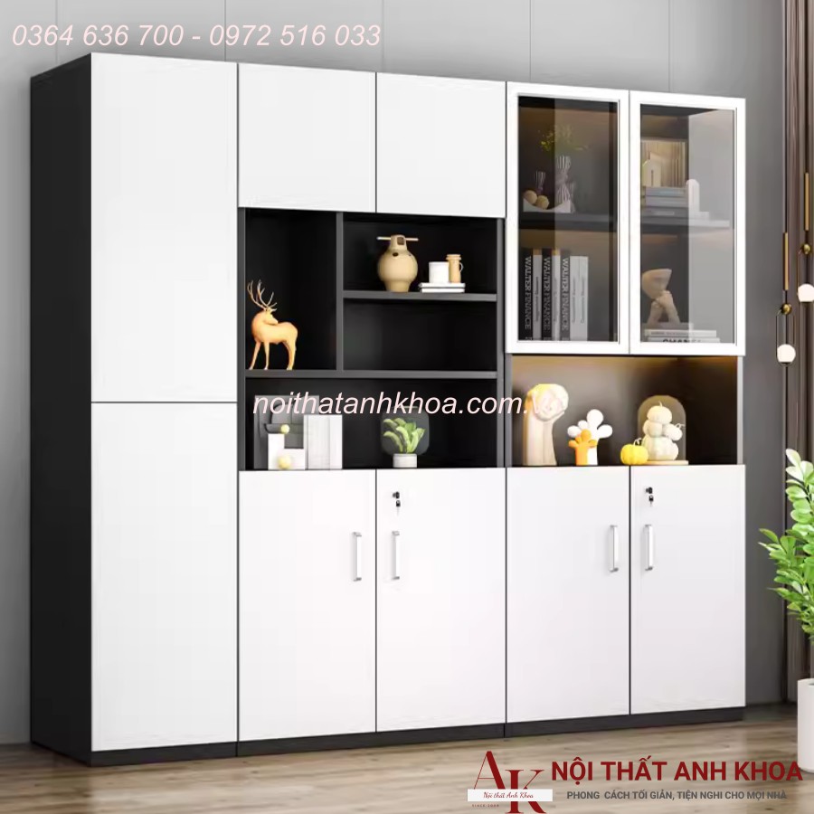 Tủ Đựng Hồ Sơ Văn Phòng Gỗ Công Nghiệp Màu Đen Phối Trắng Đẹp Tủ Đựng Hồ Sơ Văn Phòng Gỗ Công Nghiệp Màu Đen Phối Trắng Đẹp