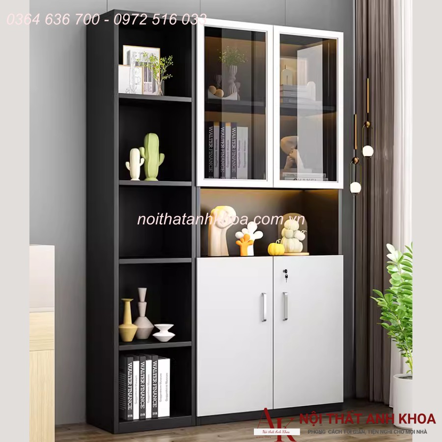 Tủ Đựng Hồ Sơ Văn Phòng Gỗ Công Nghiệp Màu Đen Phối Trắng Đẹp Tủ Đựng Hồ Sơ Văn Phòng Gỗ Công Nghiệp Màu Đen Phối Trắng Đẹp