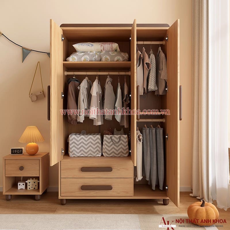 Tủ Đựng Quần Áo Trẻ Em Gỗ MDF Màu Vân Gỗ Giá Rẻ Tủ Đựng Quần Áo Trẻ Em Gỗ MDF Màu Vân Gỗ Giá Rẻ