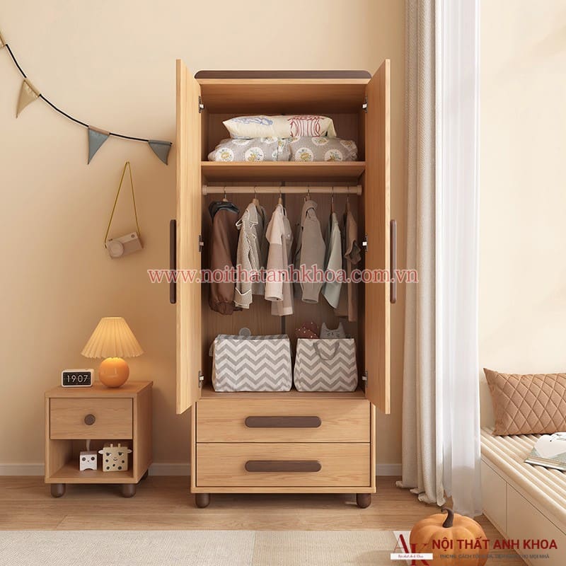 Tủ Đựng Quần Áo Trẻ Em Gỗ MDF Màu Vân Gỗ Giá Rẻ Tủ Đựng Quần Áo Trẻ Em Gỗ MDF Màu Vân Gỗ Giá Rẻ