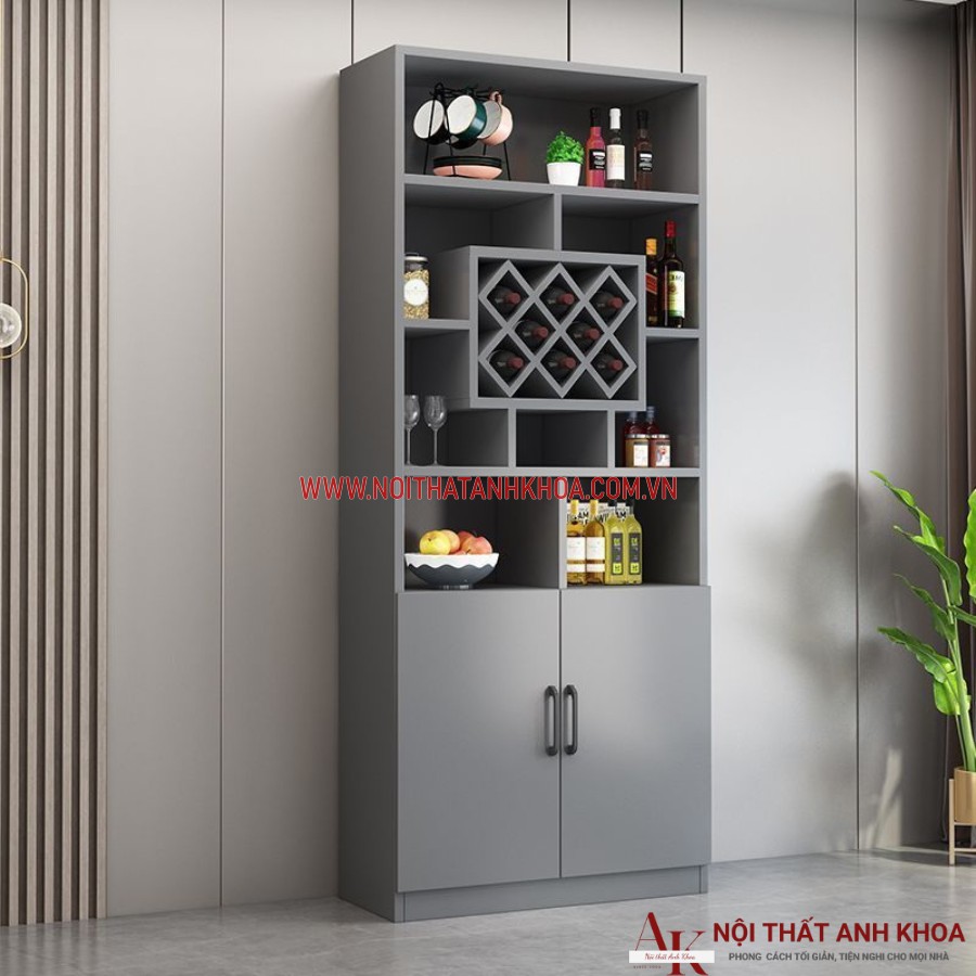 Tủ rượu phòng khách gỗ công nghiệp màu xám hiện đại Tủ rượu phòng khách gỗ công nghiệp màu xám hiện đại