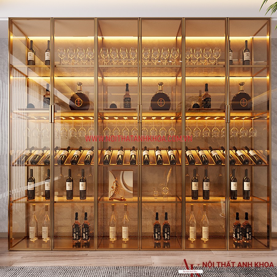 Tủ rượu cánh kính khung tủ gỗ công nghiệp MDF đẹp hiện đại Tủ rượu cánh kính khung tủ gỗ công nghiệp MDF đẹp hiện đại
