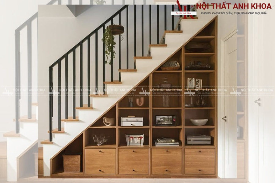 Tủ gầm cầu thang lưu trữ đồ dùng gia đình (giày dép, áo khoác, sách báo,...) Tủ gầm cầu thang lưu trữ đồ dùng gia đình (giày dép, áo khoác, sách báo,...)