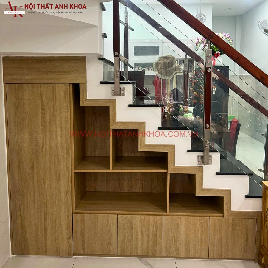 Tủ gầm cầu thang phòng khách gỗ công nghiệp đẹp Tủ gầm cầu thang phòng khách gỗ công nghiệp đẹp