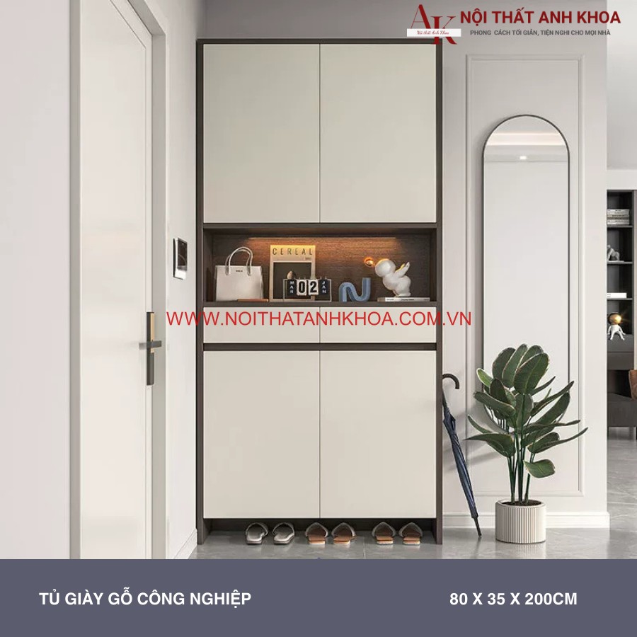 Tủ giày gỗ công nghiệp 2 tầng thiết kế tiện lợi, đa năng Tủ giày gỗ công nghiệp 2 tầng thiết kế tiện lợi, đa năng