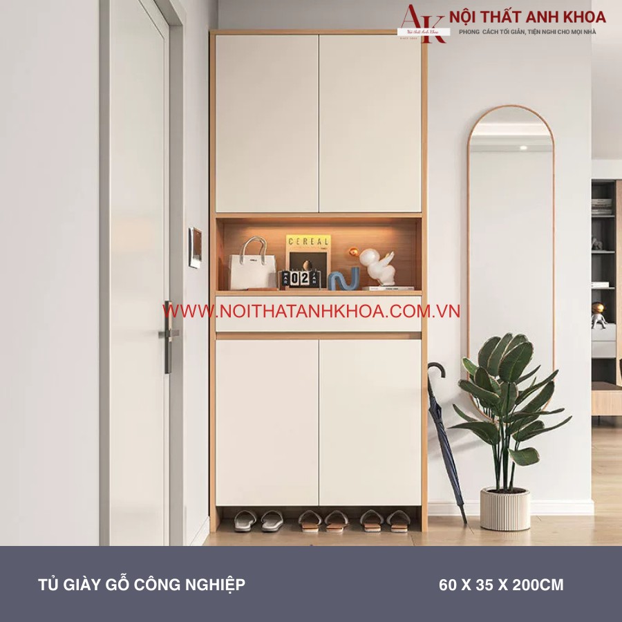 Tủ đựng giày hai tầng bằng gỗ công nghiệp đa dụng, gọn gàng Tủ đựng giày hai tầng bằng gỗ công nghiệp đa dụng, gọn gàng