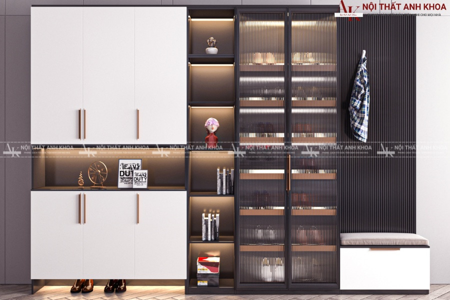 Tủ giày cánh kính đặt âm tường Tủ giày cánh kính đặt âm tường