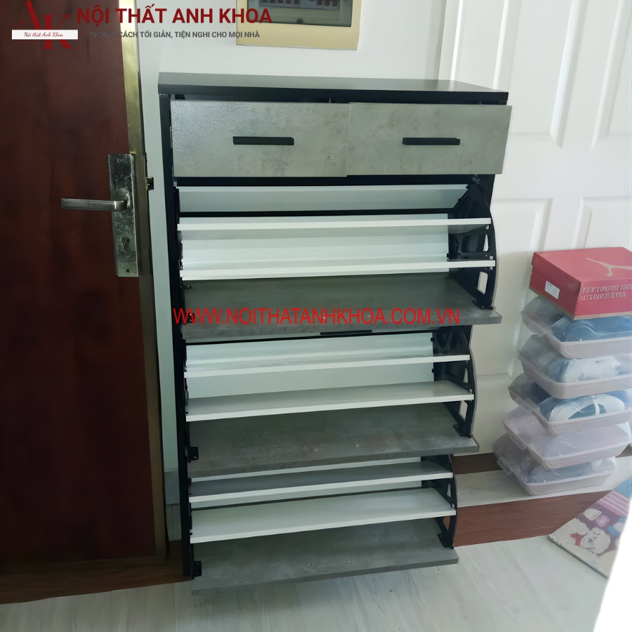 Tủ giày gỗ MDF thiết kế thông minh đựng nhiều giày dép Tủ giày gỗ MDF thiết kế thông minh đựng nhiều giày dép