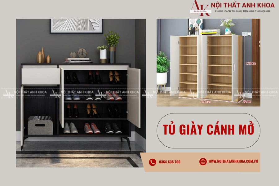 Tủ giày cánh mở gỗ MDF - Nâng tầm không gian sống hiện đại Tủ giày cánh mở gỗ MDF - Nâng tầm không gian sống hiện đại
