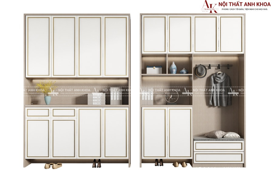 Mẫu tủ giày có ghế ngồi gỗ công nghiệp, bền đẹp Mẫu tủ giày có ghế ngồi gỗ công nghiệp, bền đẹp