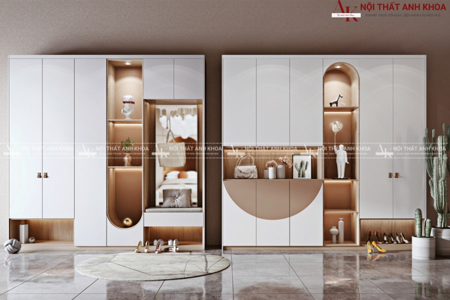 Tủ đựng giày gỗ công nghiệp kèm ghế ngồi - Thiết kế hiện đại Tủ đựng giày gỗ công nghiệp kèm ghế ngồi - Thiết kế hiện đại