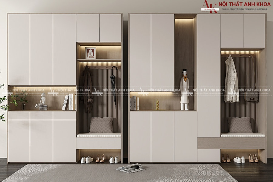 Tủ giày gỗ MDF kịch trần kết hợp ghế ngồi đẹp sang trọng Tủ giày gỗ MDF kịch trần kết hợp ghế ngồi đẹp sang trọng