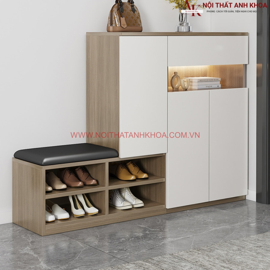 Tủ giày có ghế ngồi gỗ công nghiệp thông minh đẹp, tiện lợi, giá rẻ Tủ giày có ghế ngồi gỗ công nghiệp thông minh đẹp, tiện lợi, giá rẻ