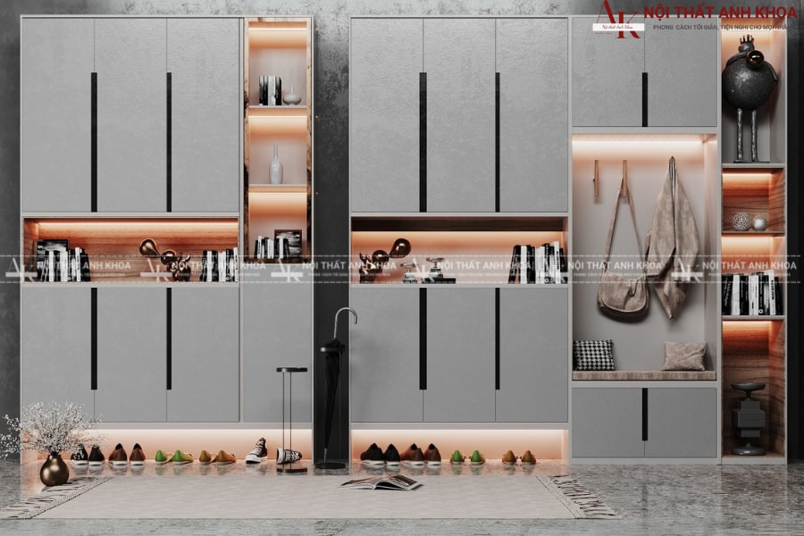 Tủ giày hiện đại gỗ công nghiệp - Tích hợp ghế ngồi tiện dụng Tủ giày hiện đại gỗ công nghiệp - Tích hợp ghế ngồi tiện dụng