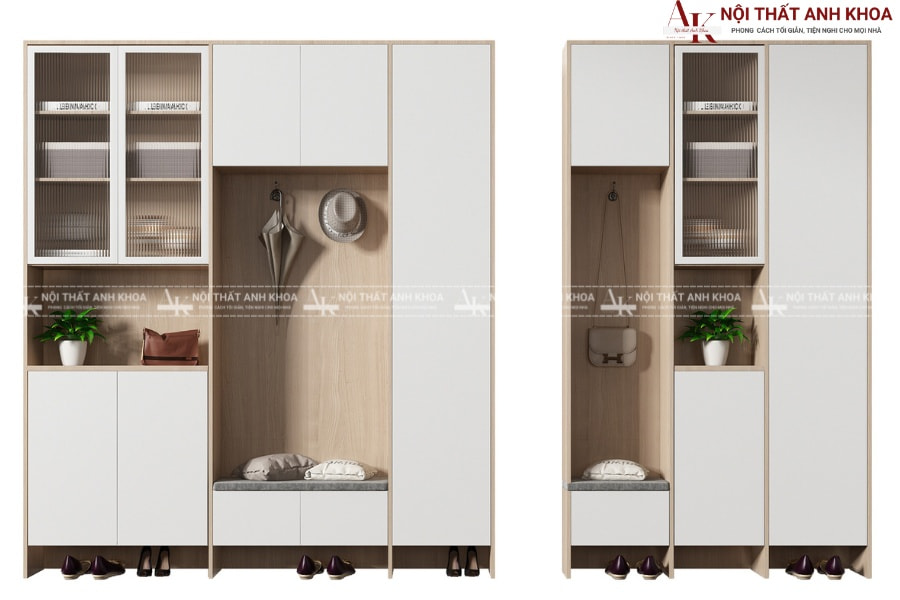 Tủ giày cánh kính gỗ công nghiệp có ghế ngồi - Phù hợp mọi không gian Tủ giày cánh kính gỗ công nghiệp có ghế ngồi - Phù hợp mọi không gian