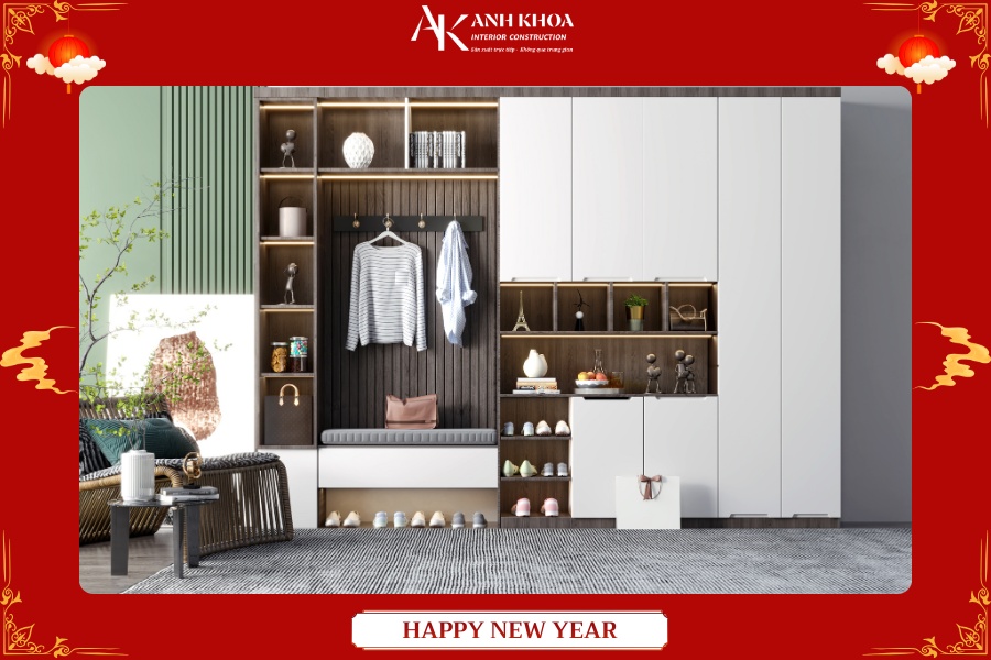 Tủ giày kết hợp ghế ngồi chờ - Đơn giản mà sang trọng Tủ giày kết hợp ghế ngồi chờ - Đơn giản mà sang trọng