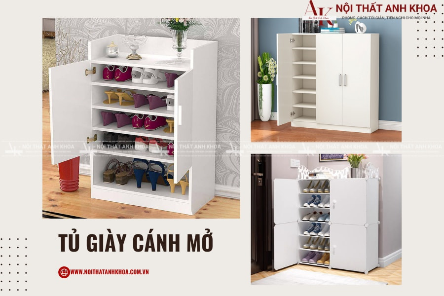 Tủ giày cánh mở gỗ MDF cao cấp, đẹp từng đường nét Tủ giày cánh mở gỗ MDF cao cấp, đẹp từng đường nét