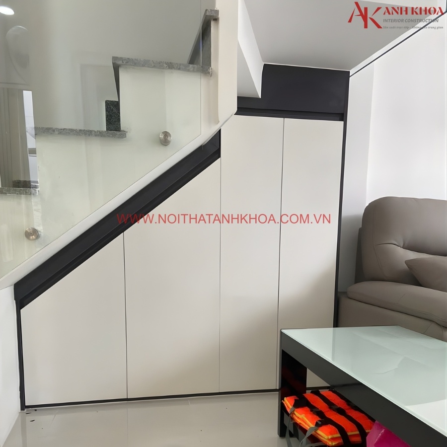 Tủ giày dưới gầm cầu thang gỗ công nghiệp giá rẻ Tủ giày dưới gầm cầu thang gỗ công nghiệp giá rẻ