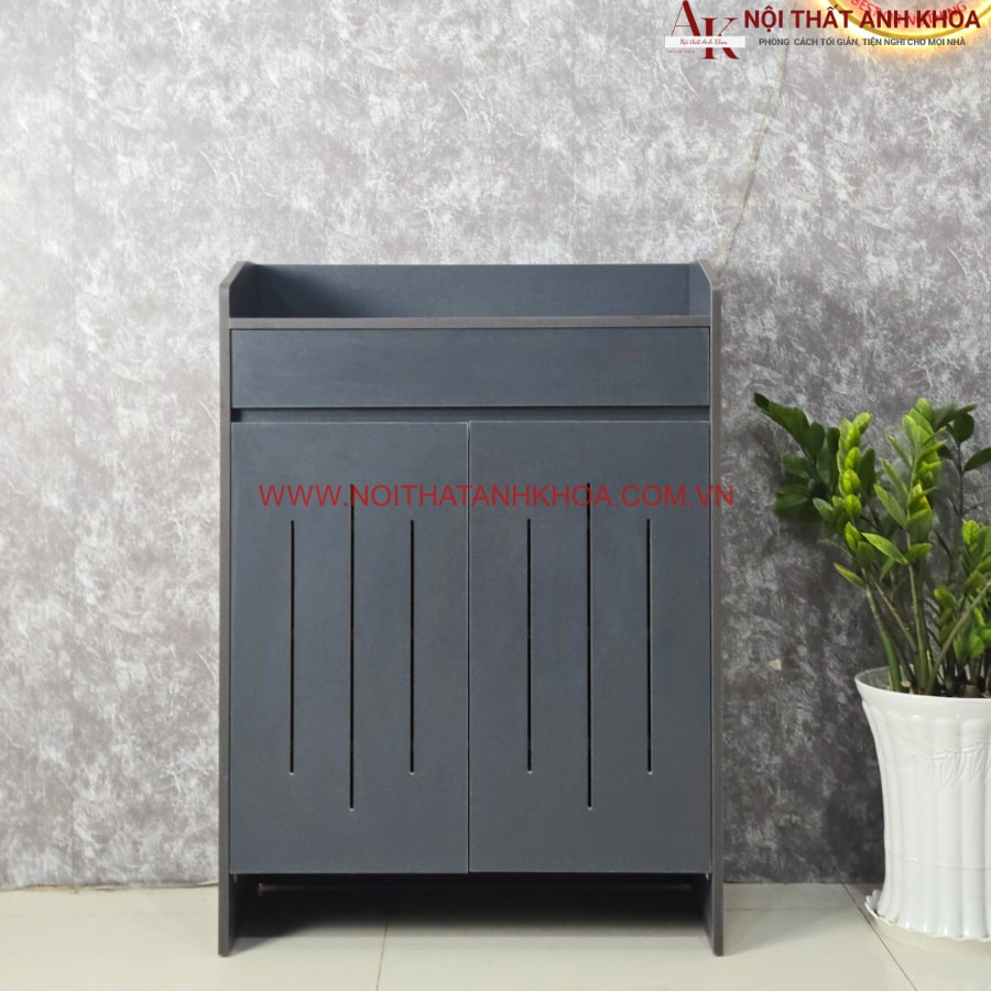 Tủ giày gỗ công nghiệp đẹp 2 cánh màu xám giá rẻ Tủ giày gỗ công nghiệp đẹp 2 cánh màu xám giá rẻ