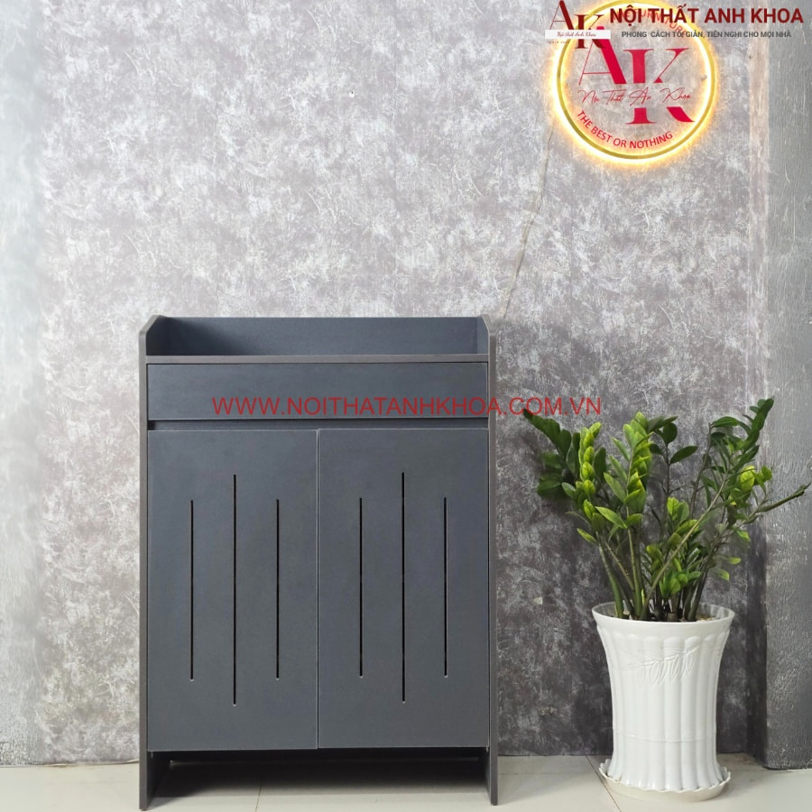 Tủ giày gỗ công nghiệp đẹp 2 cánh màu xám giá rẻ Tủ giày gỗ công nghiệp đẹp 2 cánh màu xám giá rẻ