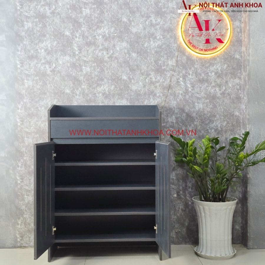 Ngăn kệ tủ giày gỗ công nghiệp đẹp 2 cánh màu xám giá rẻ Ngăn kệ tủ giày gỗ công nghiệp đẹp 2 cánh màu xám giá rẻ