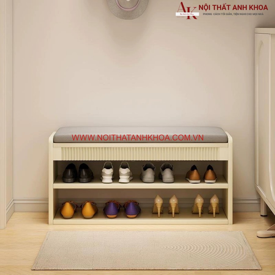 Tủ giày kết hợp ghế ngồi gỗ công nghiệp sơn 2k hiện đại Tủ giày kết hợp ghế ngồi gỗ công nghiệp sơn 2k hiện đại