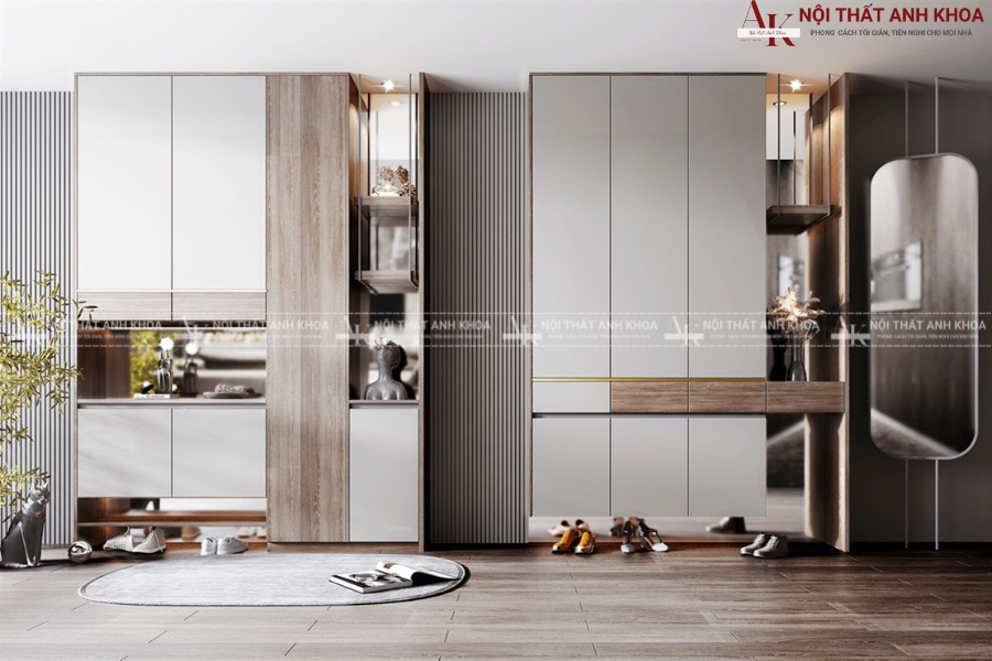 Tủ giày kết hợp kệ trang trí đứng Tủ giày kết hợp kệ trang trí đứng