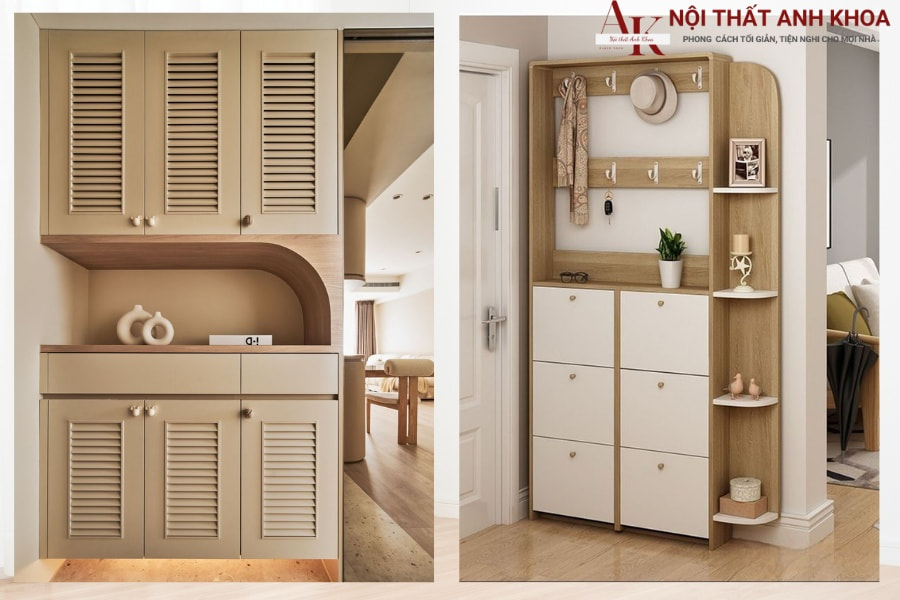 Tủ giày kết hợp kệ treo tường Tủ giày kết hợp kệ treo tường