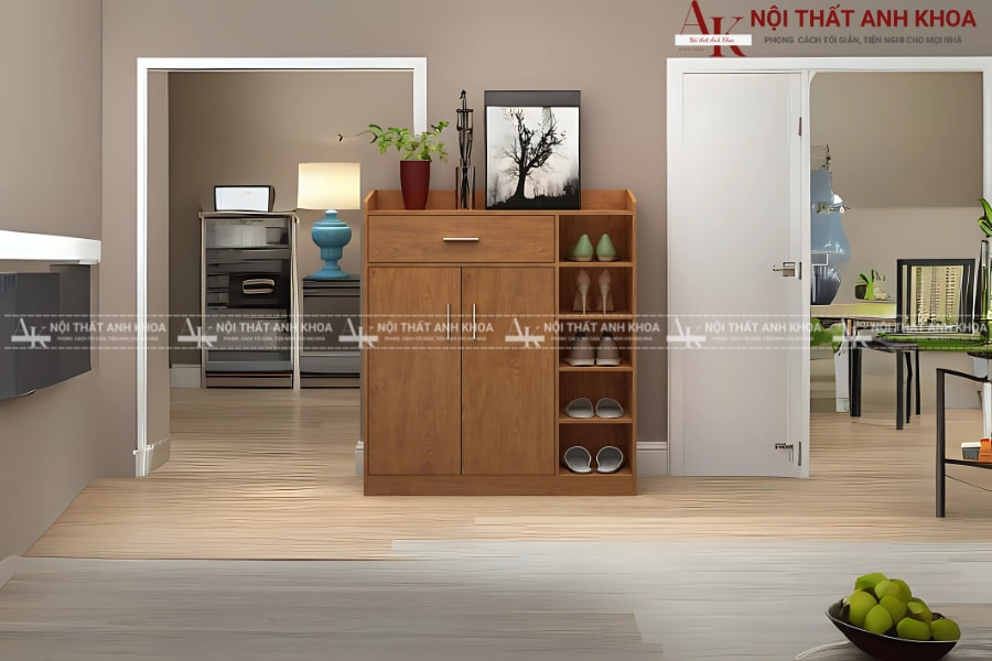 Tủ giày mini gỗ MDF màu nâu ấm áp, gần gũi tại Anh Khoa Tủ giày mini gỗ MDF màu nâu ấm áp, gần gũi tại Anh Khoa