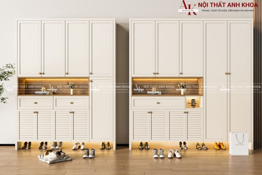 Tủ để giày công ty gỗ MDF đẹp hiện đại, tinh tế Tủ để giày công ty gỗ MDF đẹp hiện đại, tinh tế