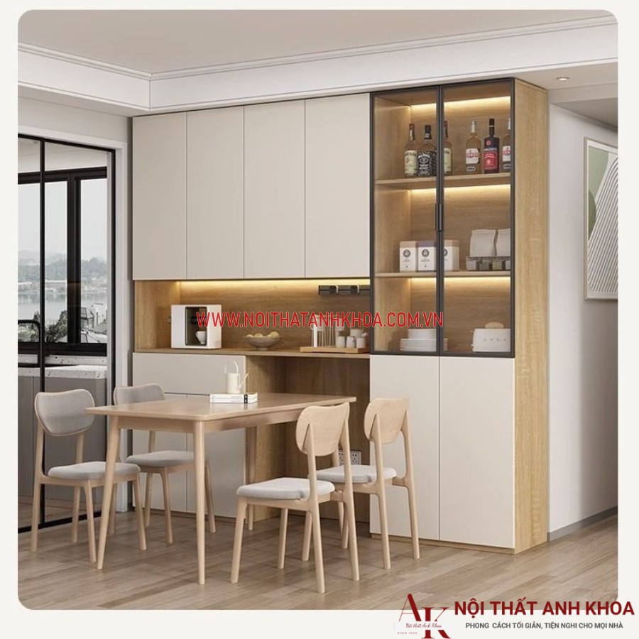 Tủ gỗ cạnh bếp gỗ công nghiệp hiện đại tiện nghi Tủ gỗ cạnh bếp gỗ công nghiệp hiện đại tiện nghi