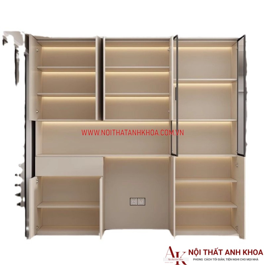 Không gian bên trong của tủ gỗ cạnh bếp hiện đại tiện nghi Không gian bên trong của tủ gỗ cạnh bếp hiện đại tiện nghi